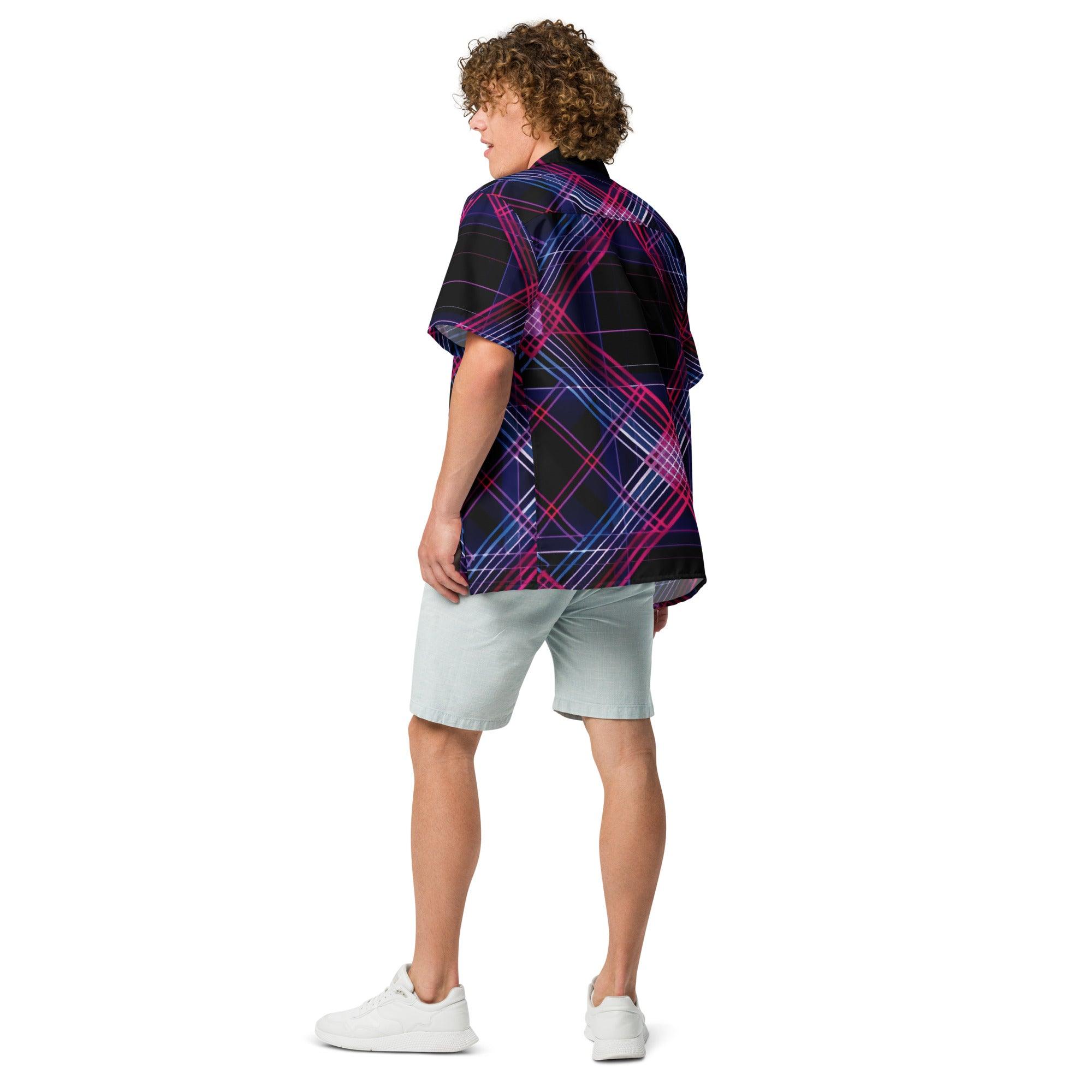 Vibrant Plaid Button Shirt for Rave Enthusiasts