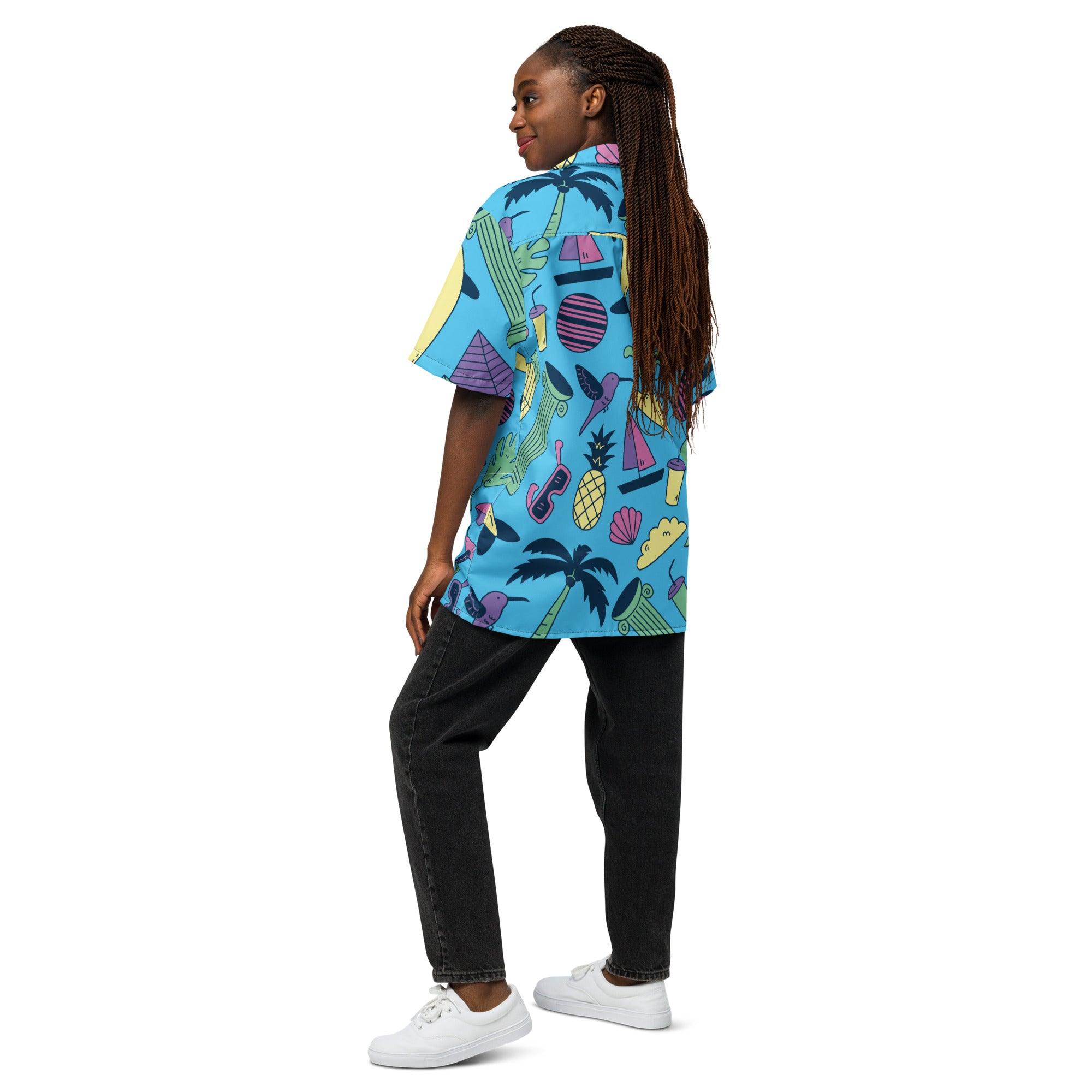 Vibrant Retro Button Shirt for Raves & Festivals