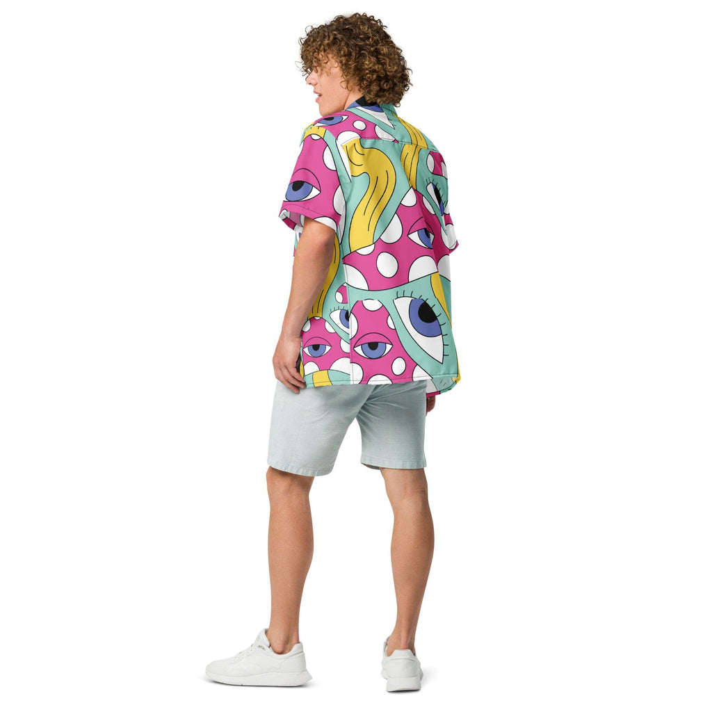 Psychedelic Trippy Retro Button Shirt for Raves & Festivals