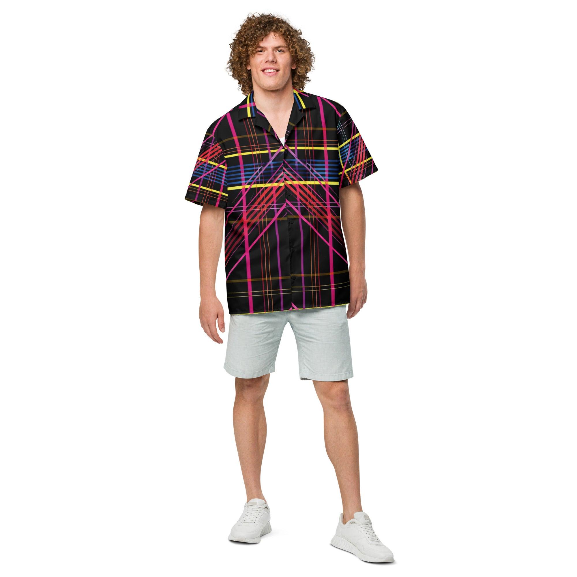 Vibrant Plaid Button Shirt for Rave & Festival Fun