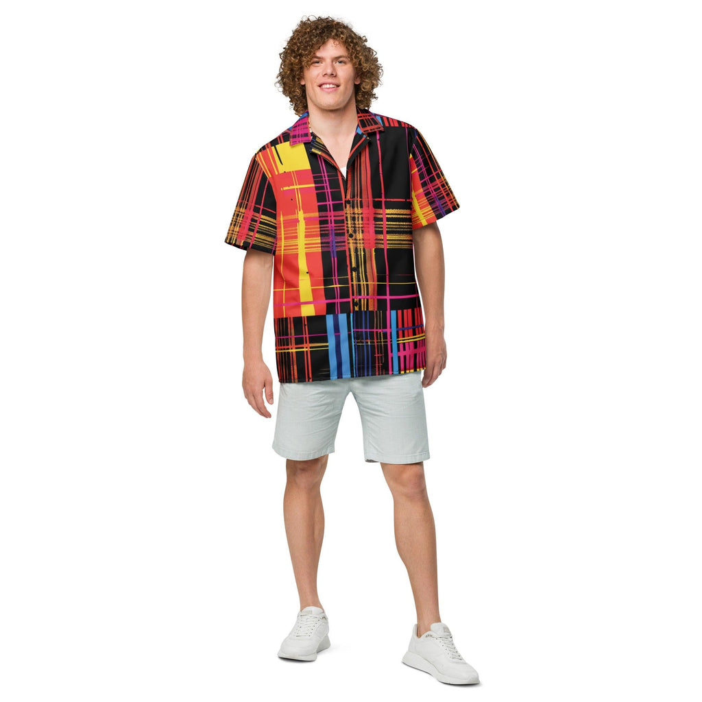 Funky Plaid Button Shirt for Raves & Festivals