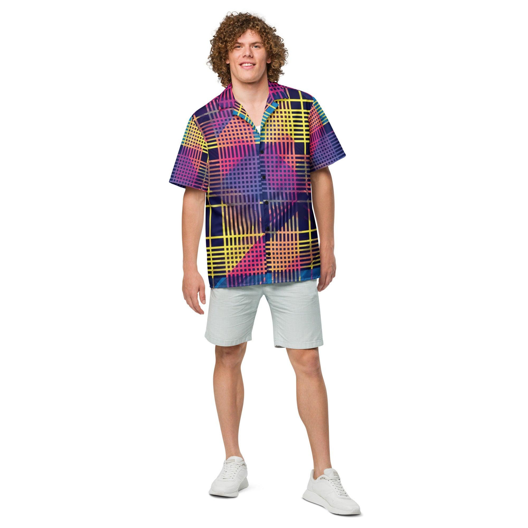 Vibrant Plaid Button Shirt for Raves & Festivals