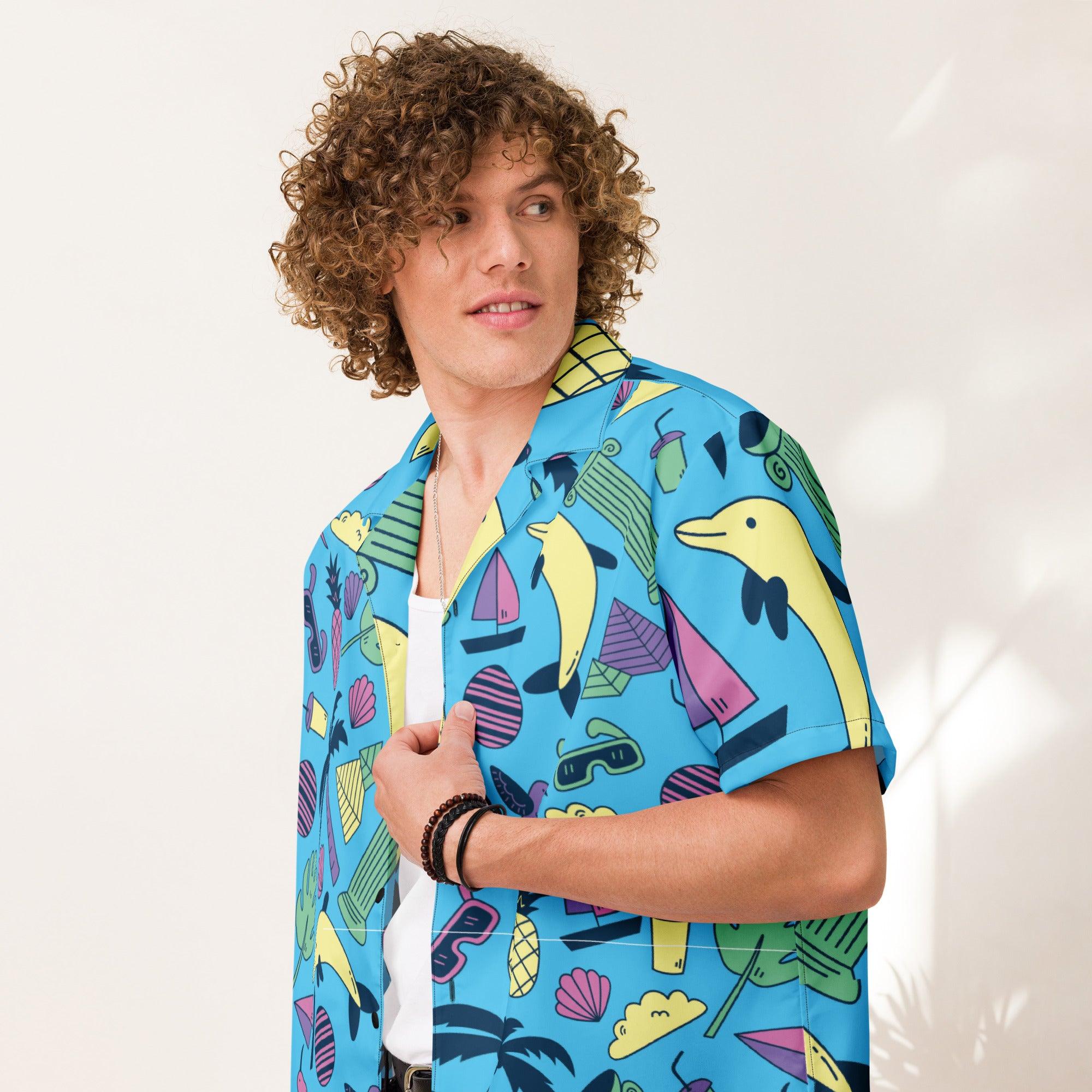 Vibrant Retro Button Shirt for Raves & Festivals