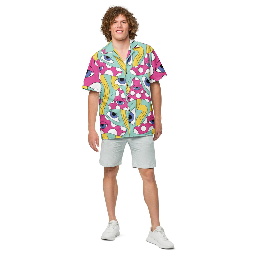 Psychedelic Trippy Retro Button Shirt for Raves & Festivals