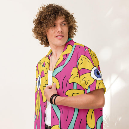 Trippy Retro Button Shirt for Festivals