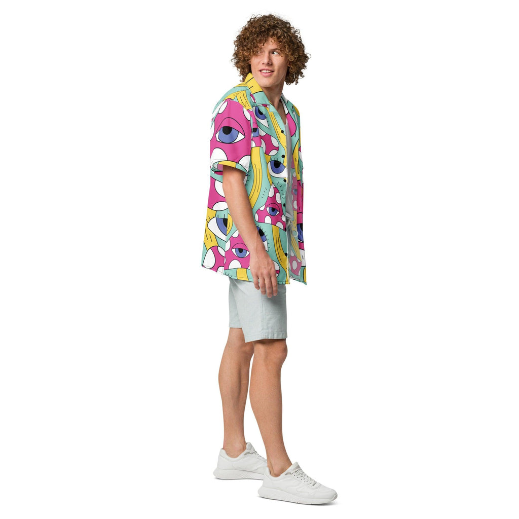 Psychedelic Trippy Retro Button Shirt for Raves & Festivals