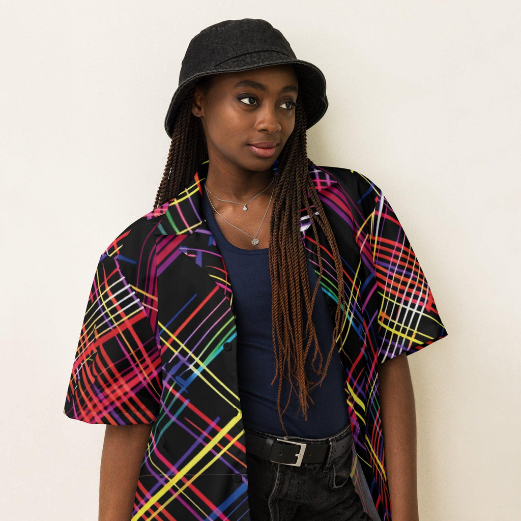 Festival-Ready Plaid Button Shirt for EDM Enthusiasts