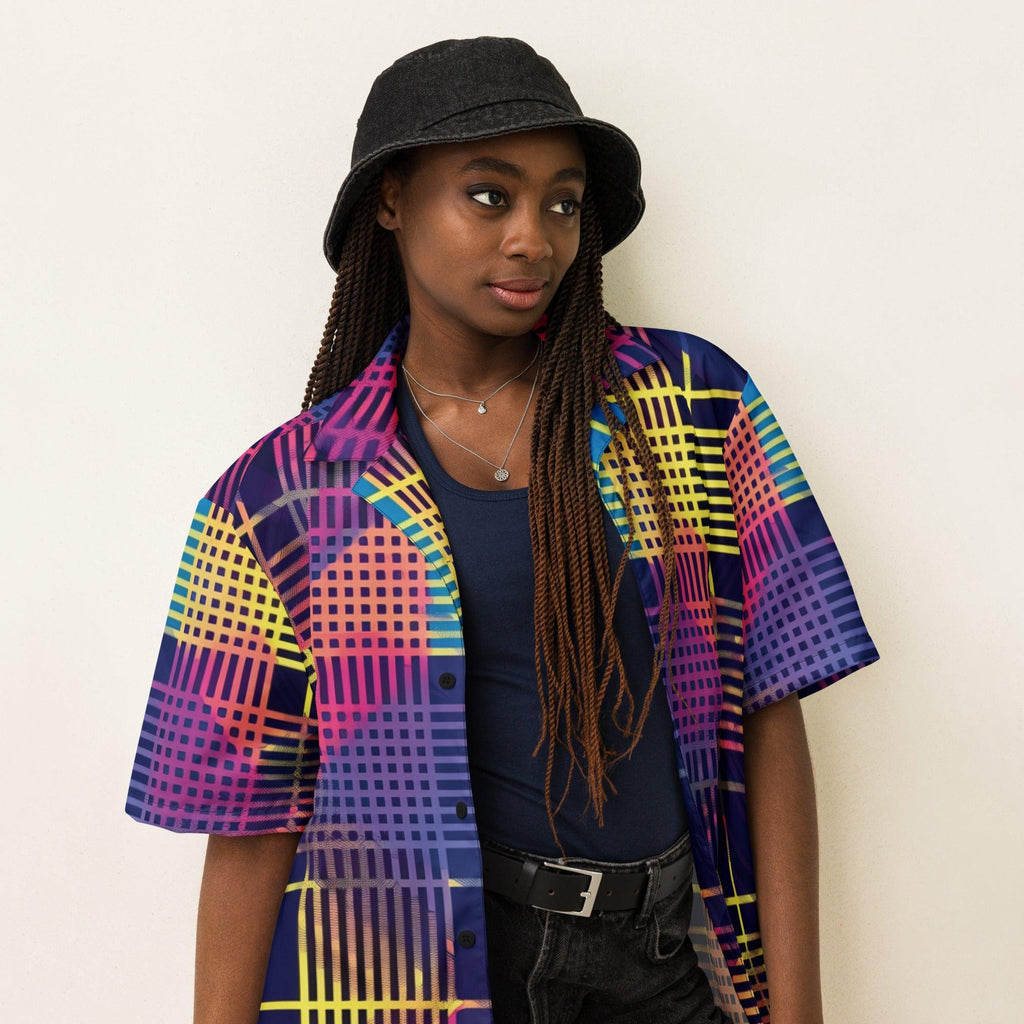 Vibrant Plaid Button Shirt for Raves & Festivals