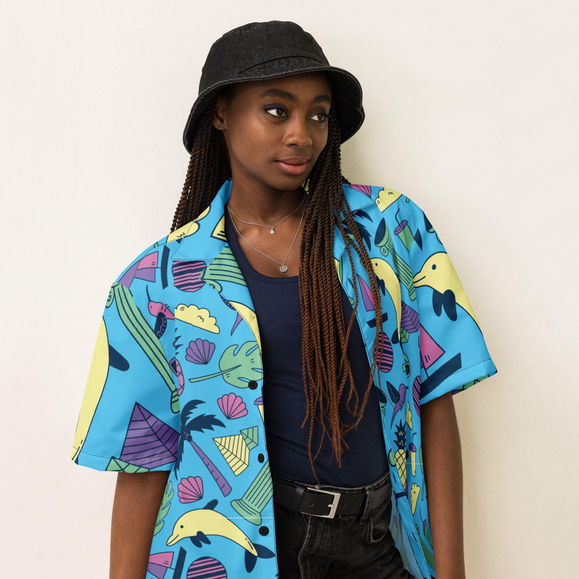 Vibrant Retro Button Shirt for Raves & Festivals