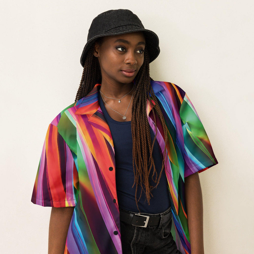 Neon Swirl Rave Button-Up Shirt