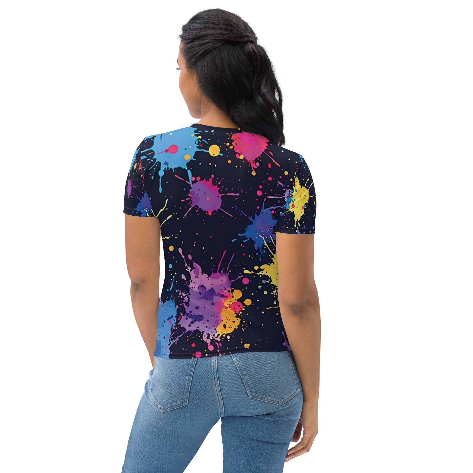 Vibrant Abstract Paint Splatter Women’s Festival T-shirt