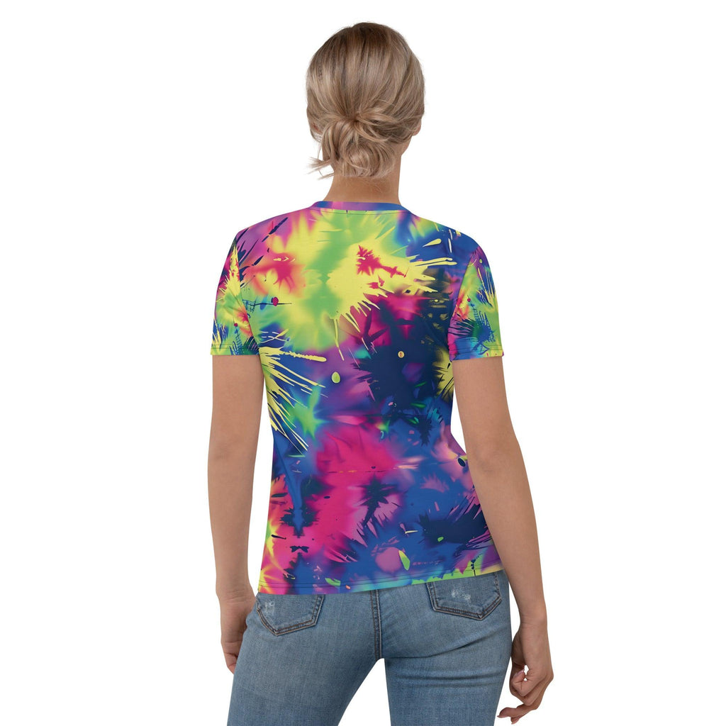 Vibrant Neon Tie-Dye Women's Rave T-Shirt