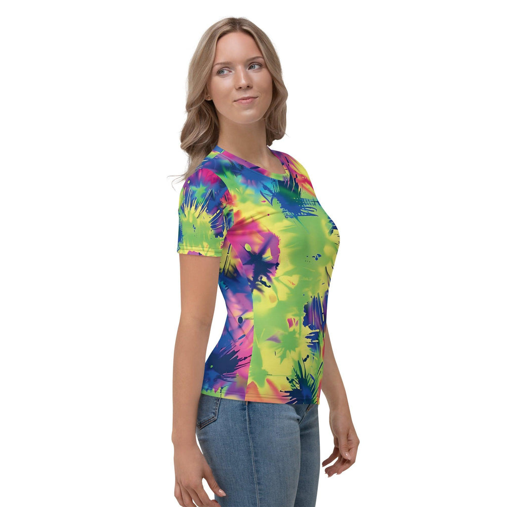 Vibrant Neon Tie-Dye Women's Rave T-Shirt