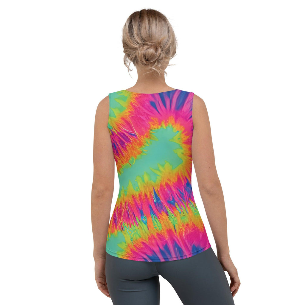 Vibrant Neon Tie-Dye Festival Tank Top