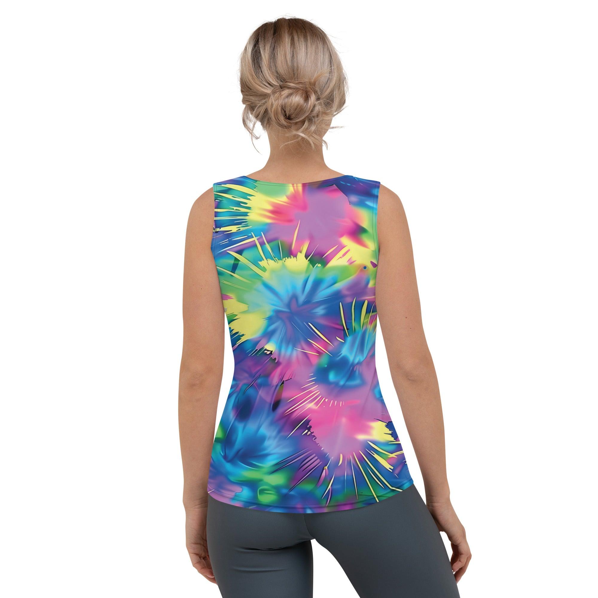 Vibrant Neon Tie-Dye Festival Tank Top