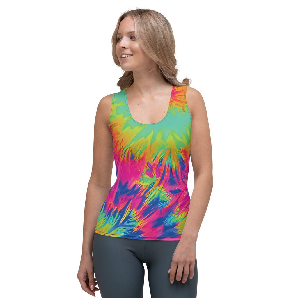 Vibrant Neon Tie-Dye Festival Tank Top