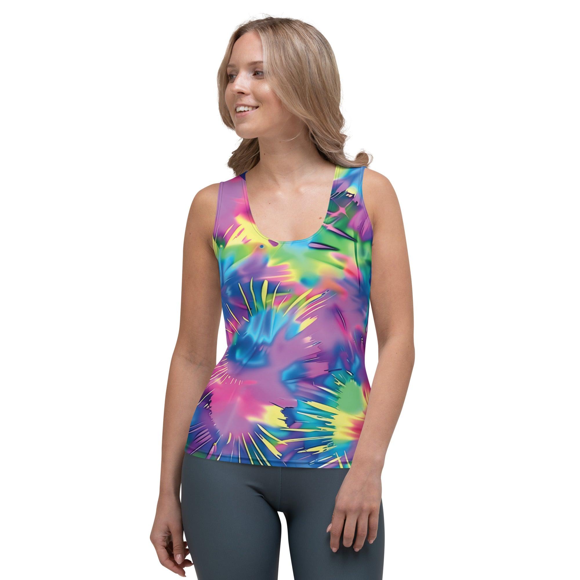 Vibrant Neon Tie-Dye Festival Tank Top