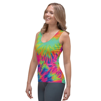 Vibrant Neon Tie-Dye Festival Tank Top