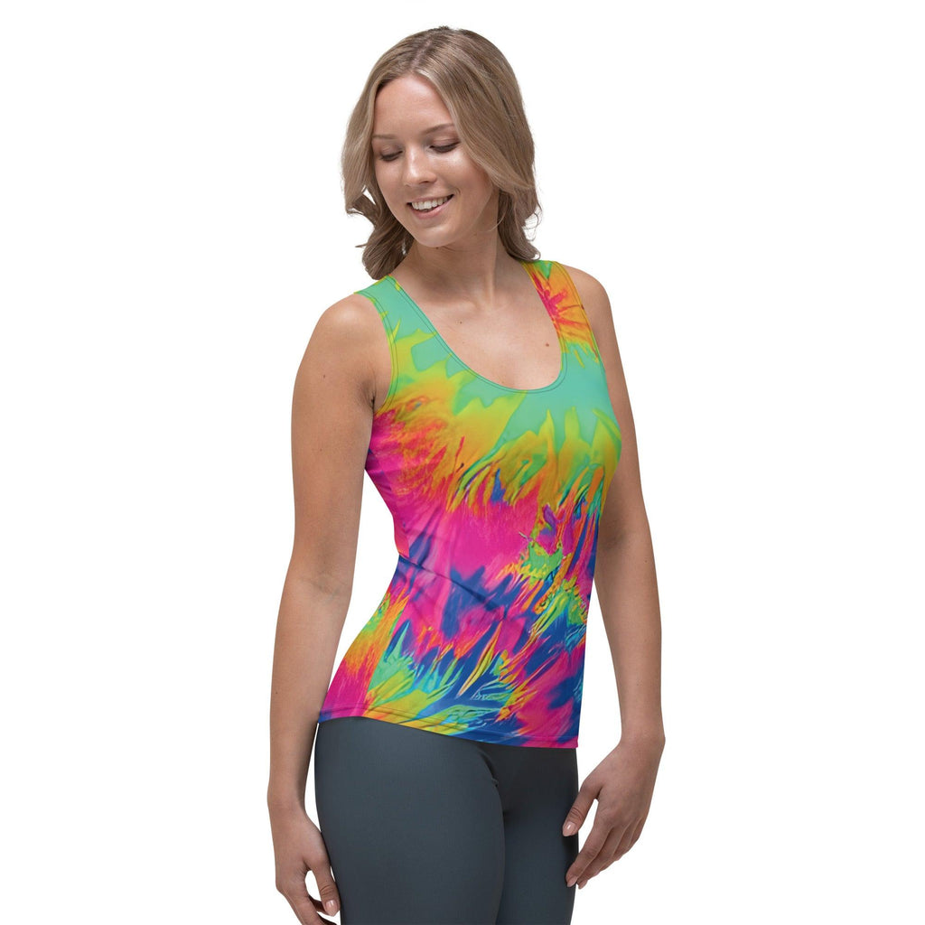 Vibrant Neon Tie-Dye Festival Tank Top