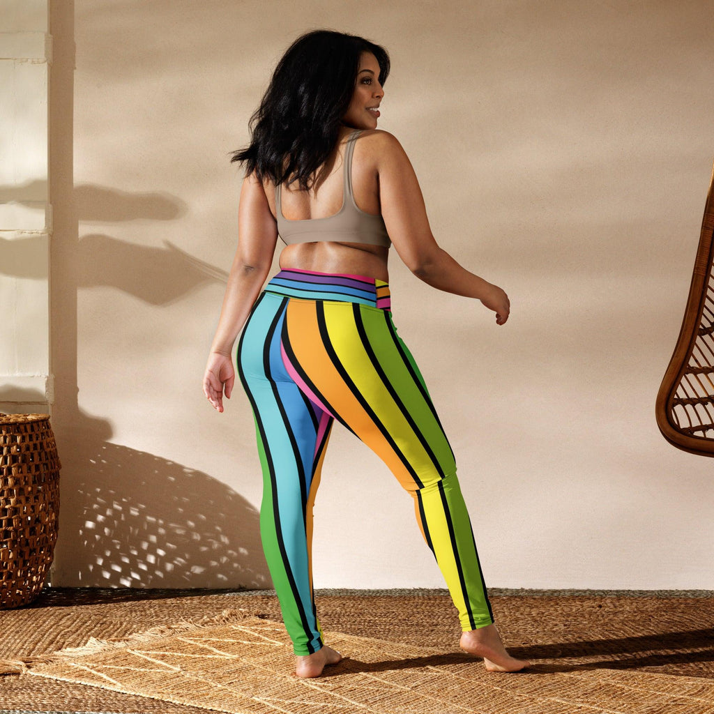 Vibrant Rainbow Stripe Rave Leggings