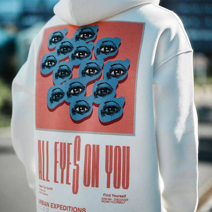Oversize 'All Eyes on You' Graphic Hoodie - Abstract Streetwear Sweatshirt