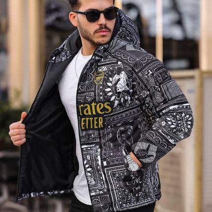 Arsenal Printed Puffer Jacket - Unisex Parachute Fabric - Regular Fit