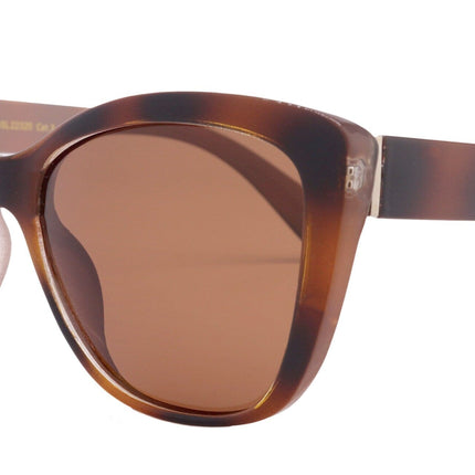 Avery, (Polarized) Women Sunglasses, 1.1mm Polarized Amber Lenses, 100% UVA UVB Protection (Stripes, Brown) (Cat Eye) Trendy NY Fifth Avenue