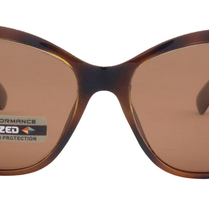Avery, (Polarized) Women Sunglasses, 1.1mm Polarized Amber Lenses, 100% UVA UVB Protection (Stripes, Brown) (Cat Eye) Trendy NY Fifth Avenue