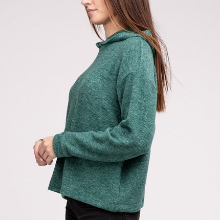 Hooded Brushed Melange Hacci Sweater