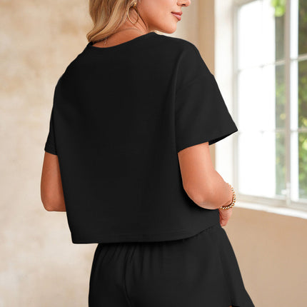 Luxury Cropped Tee and Ruffle High Waist Skort Set