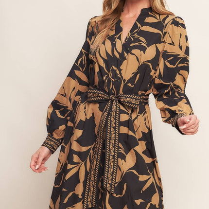 Printed Woven Midi Dress