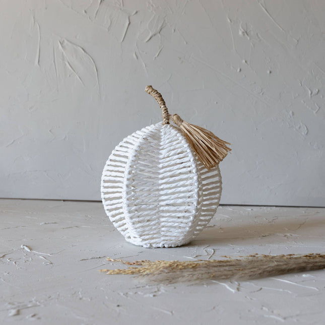 White Woven Rope Pumpkin-CLEARANCE