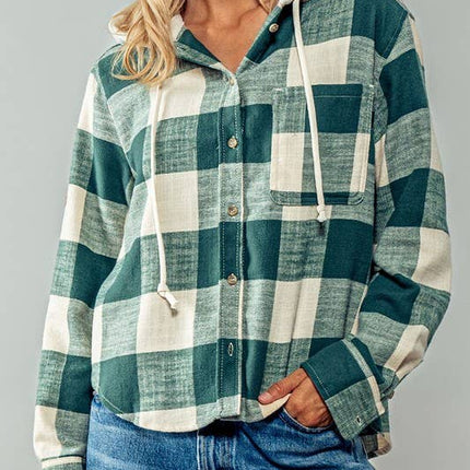 Black & White Hooded Flannel