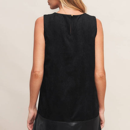 Faux Suede Dress with Faux Leather Band