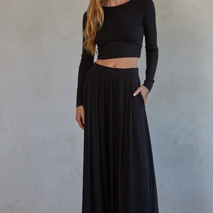 Black Spandex Wide Leg Pants
