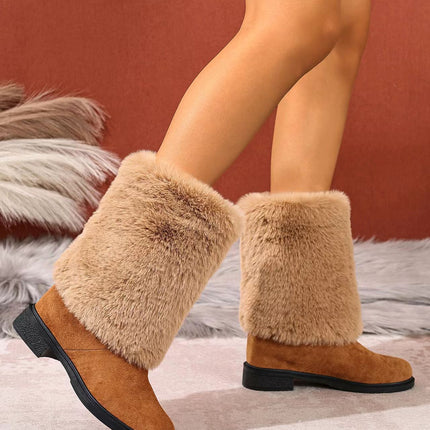 Women’s Chunky Heel Snow Boots – Warm Winter Anti-Slip Ankle Boots