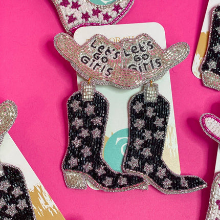 Let’s Go Girls Beaded Boots: Black