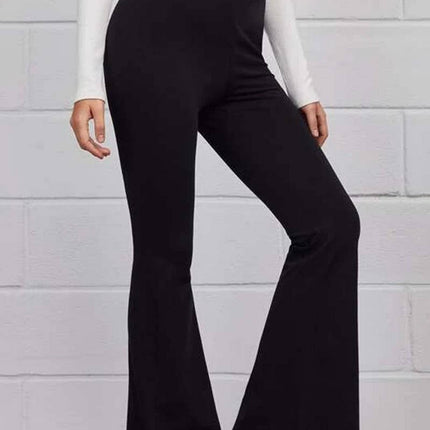 High-Waisted Black Slim-Fit Pants