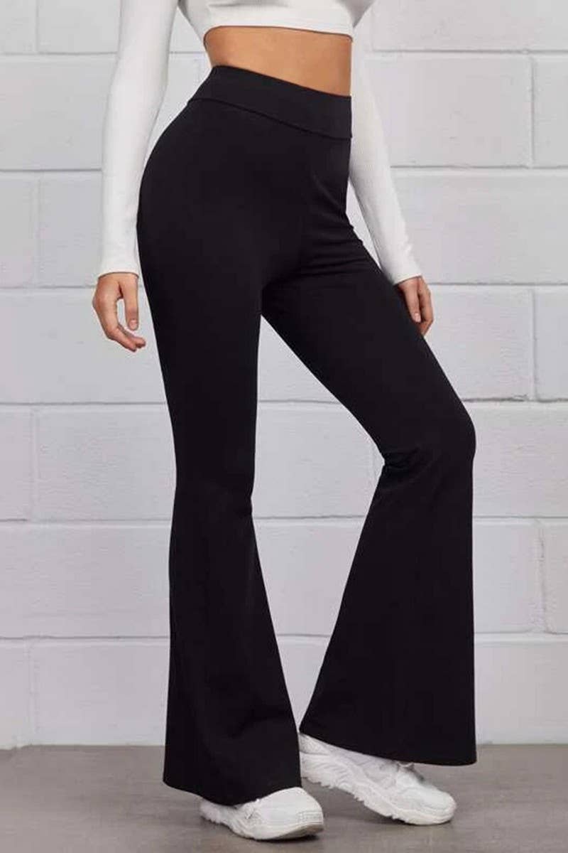 High-Waisted Black Slim-Fit Pants