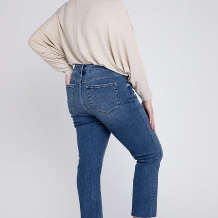 Plus Size High Rise Slim Straight Jeans