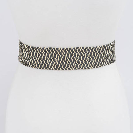 Faux Bamboo Buckle Elastic Belt