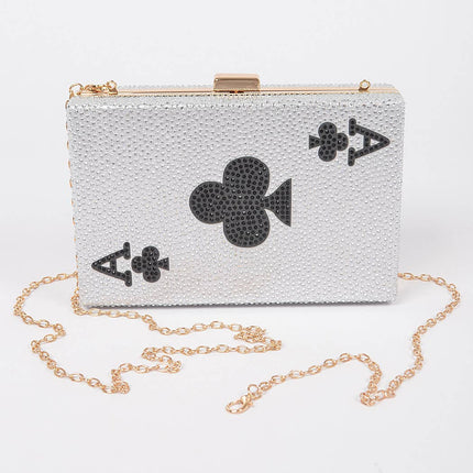 Poker Card Rhinestone Clutch