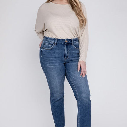 Plus Size High Rise Slim Straight Jeans