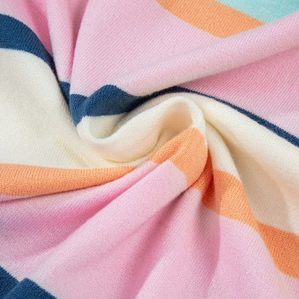 Multicolour Striped Colorblock Flutter Sleeve Knit