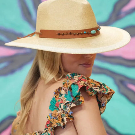 Peter Grimm Banks - Wide Brim Mexican Palm Straw Fedora Hat