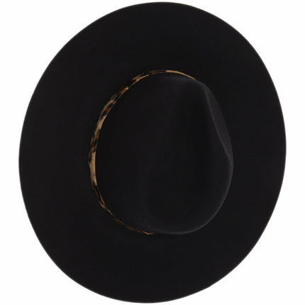 Leopard Trim Wool Felt Brim Hat