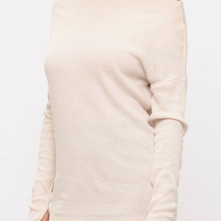 Oatmeal Color Off The Shoulder Sweater