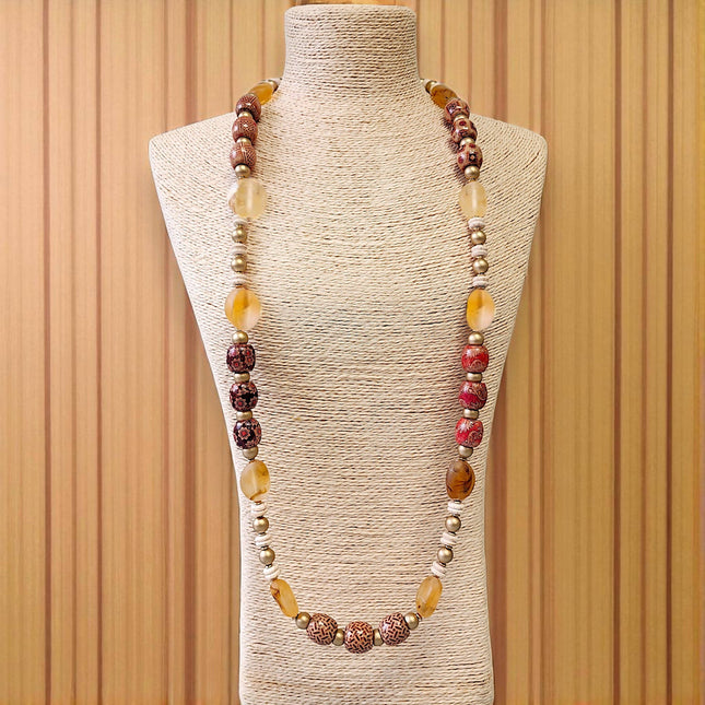 Long Beaded Carnelian Necklace