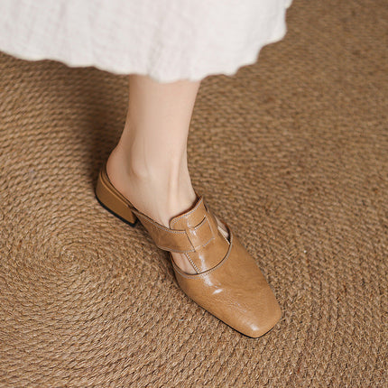 Retro Closed Toe Half Slippers