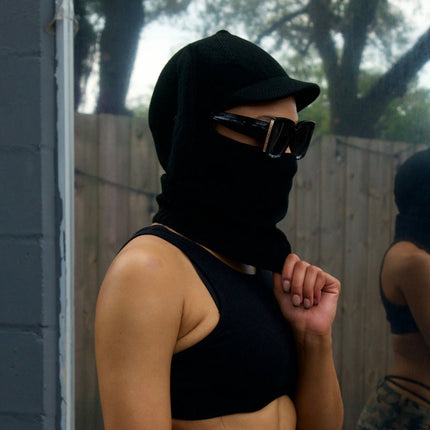 Black Brim 1-Hole Balaclava – Sleek Ski Mask for Streetwear, Winter Sports & Tactical Gear